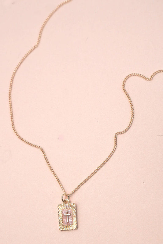 Square Cross Pendant Necklace