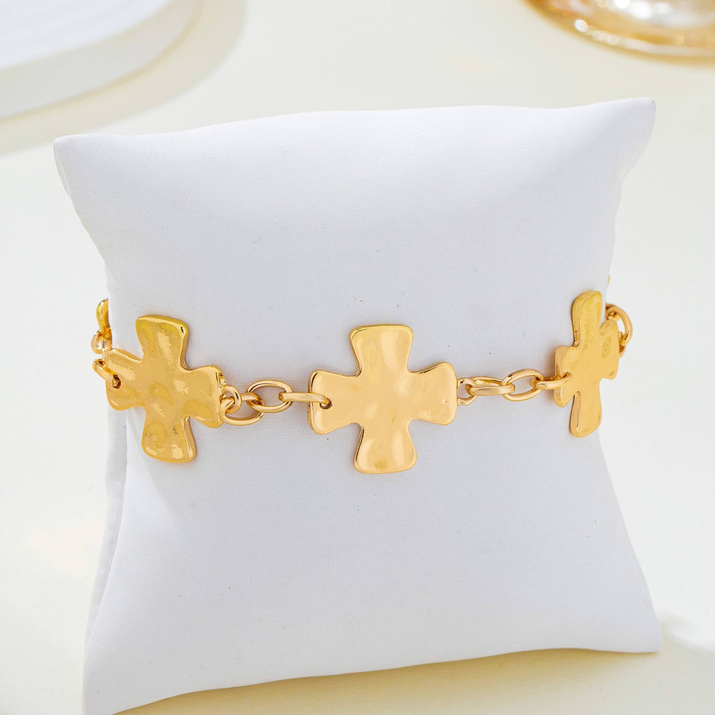 Textured Hammered Cross Link Bracelet