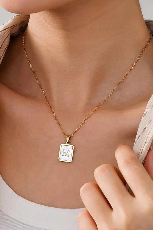 18k Stainless Steel Initial Necklace