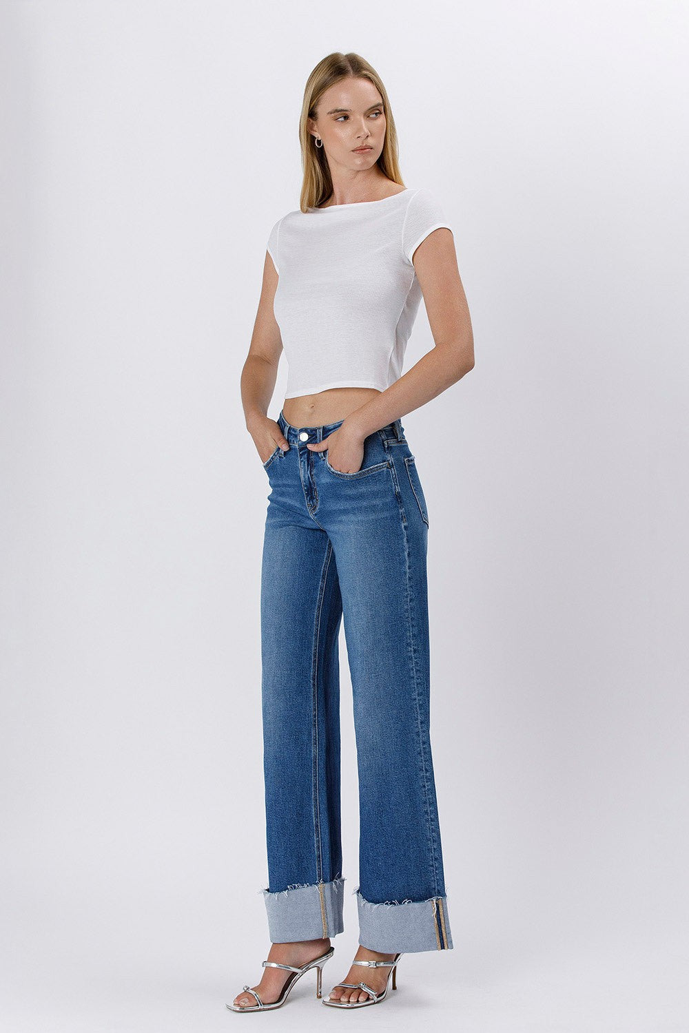 Lovervet High Rise Cuffed Wide Jean