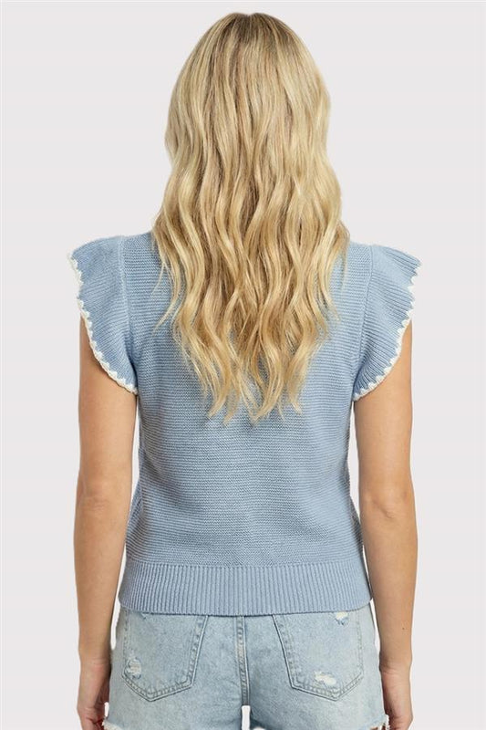 Ruffled Shortsleeve Sweater Top