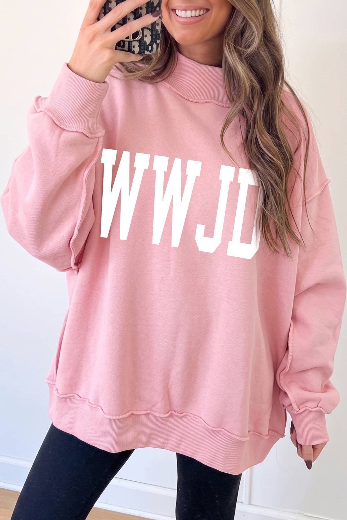 WWJD/ AMEN Reversible Mock Neck Sweatshirt