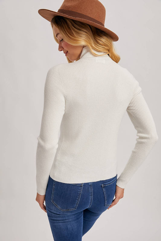 MOCK NECK RIBBED KNIT TOP