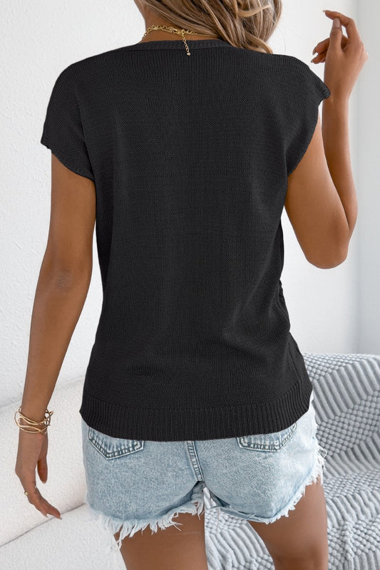 Black V-neck Button Down Sweater Vest