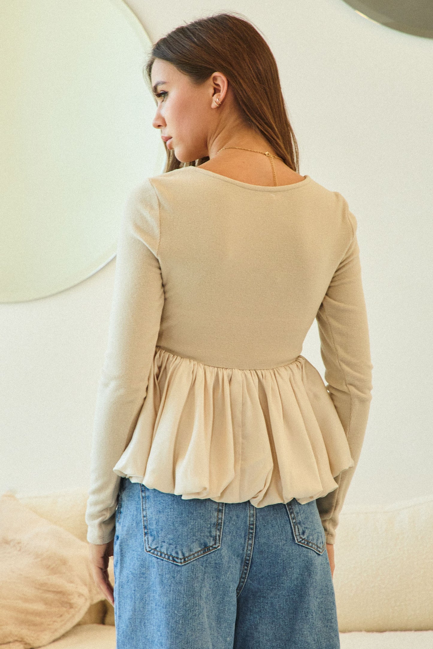 Luxe Soft Champagne Cloud Knit Top