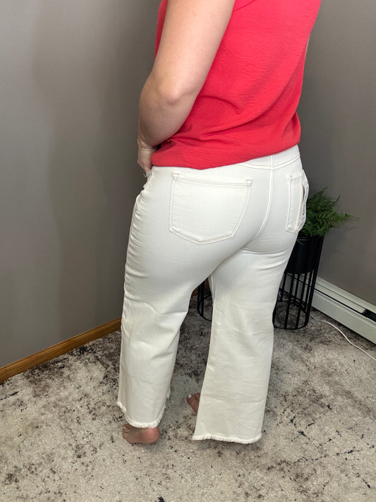 Risen White High Rise Wide Crop Jean
