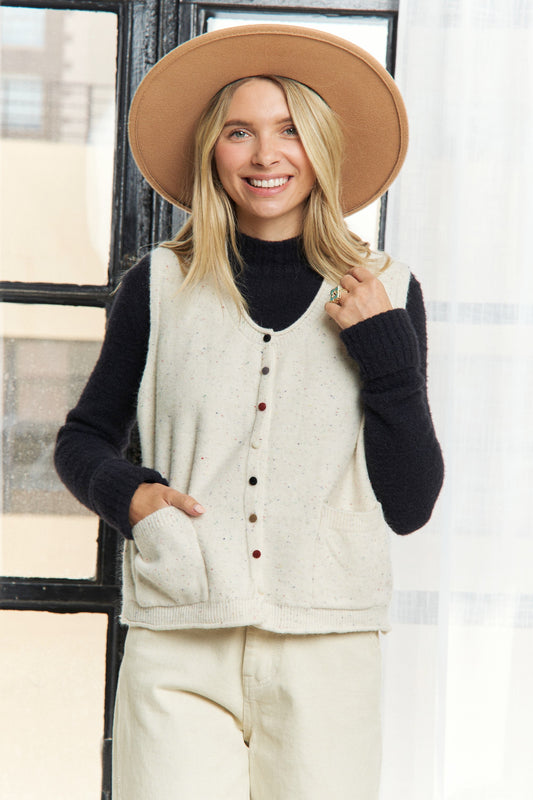 Multicolored Button-Down Vest