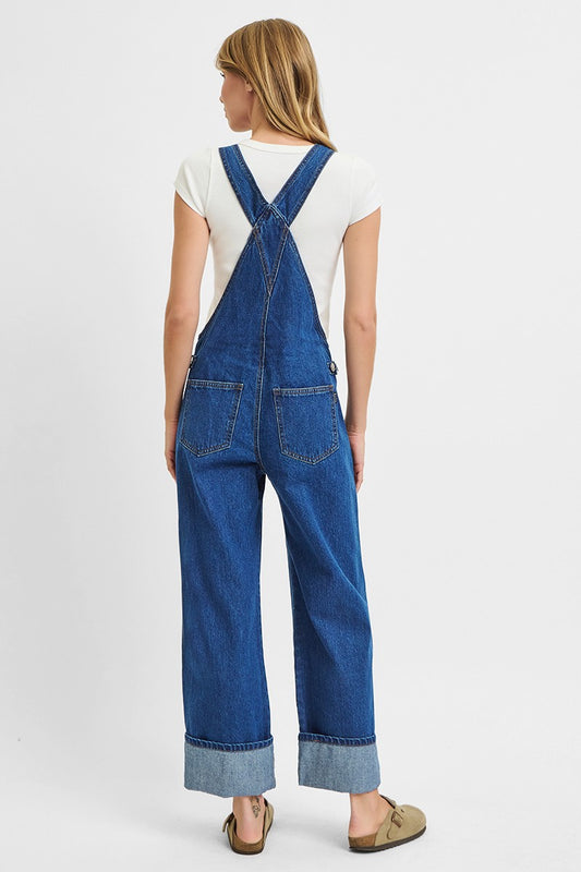 Wide Leg Cuffed Overalls