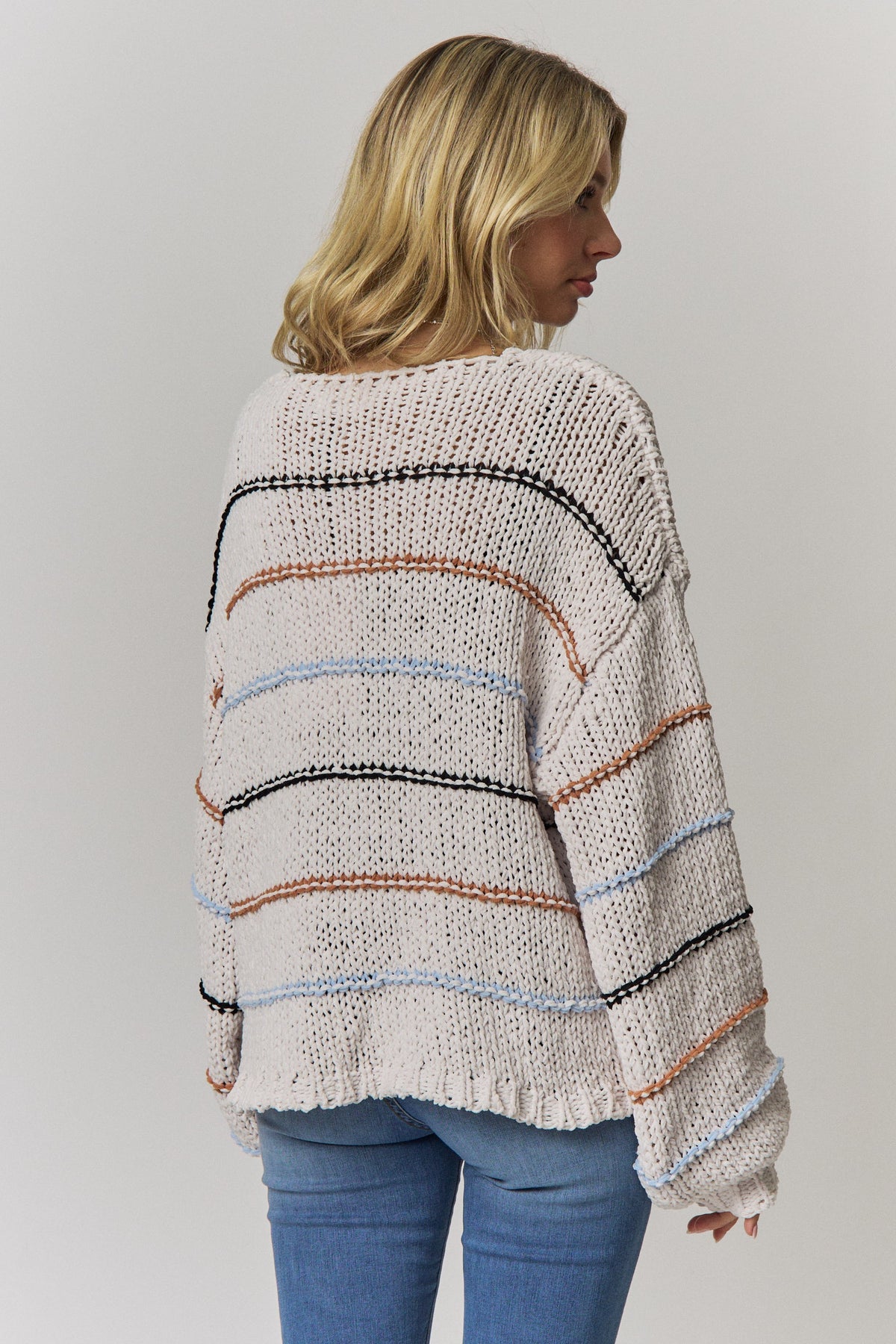 Relaxed Striped Chunky Knit Sweater