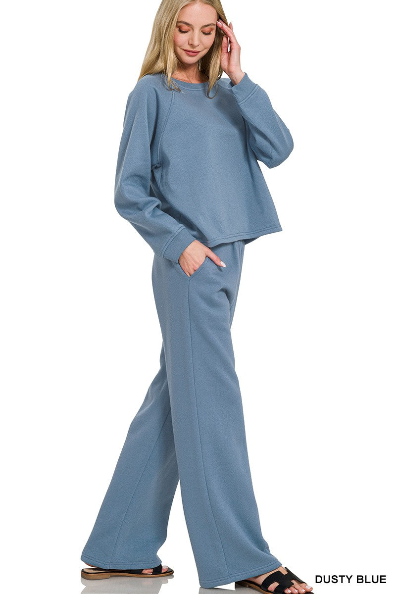 Fleece Raglan Sleeve Pullover & Sweatpants Set