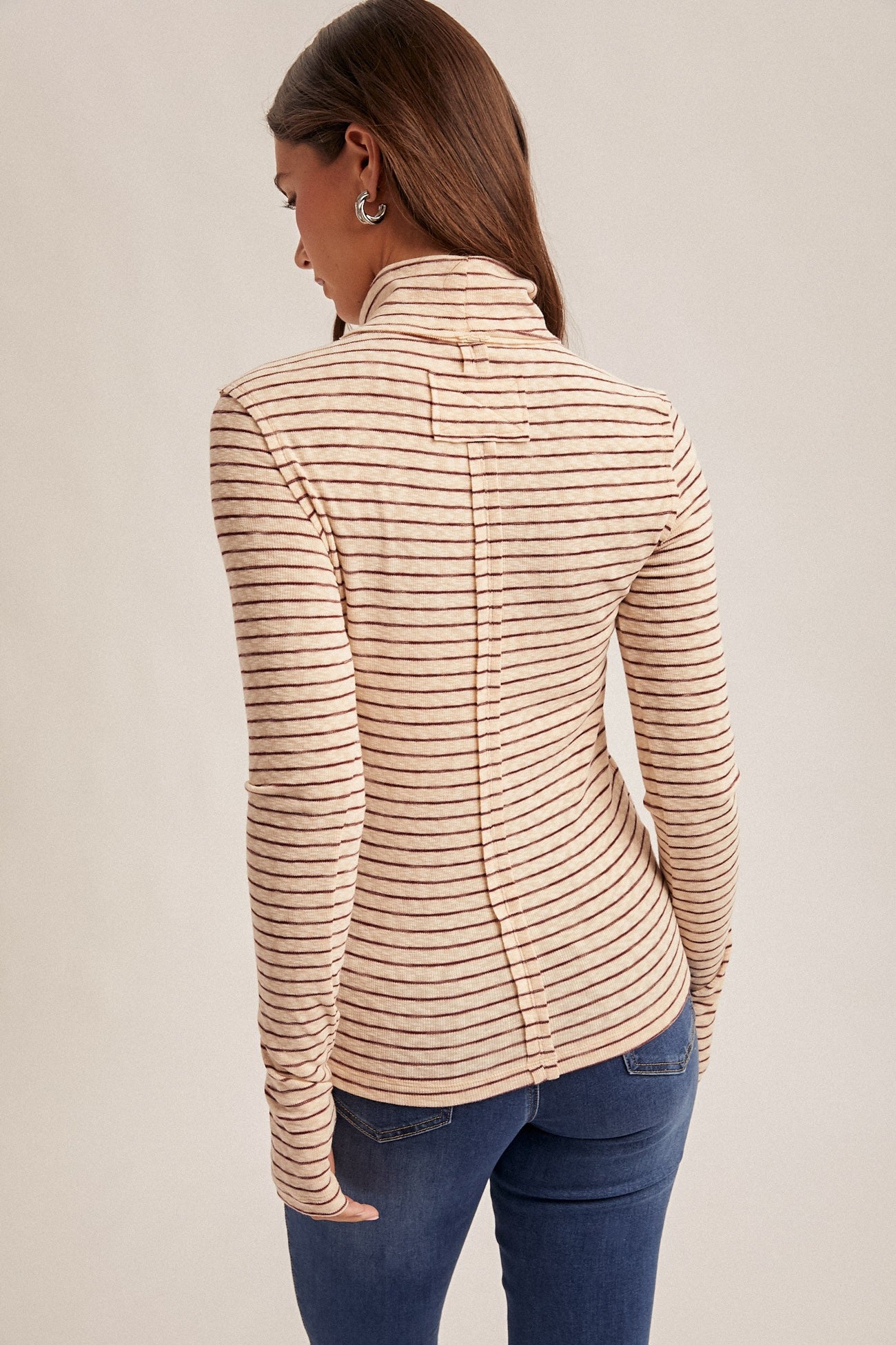 Stripe Turtleneck Long Sleeve Top