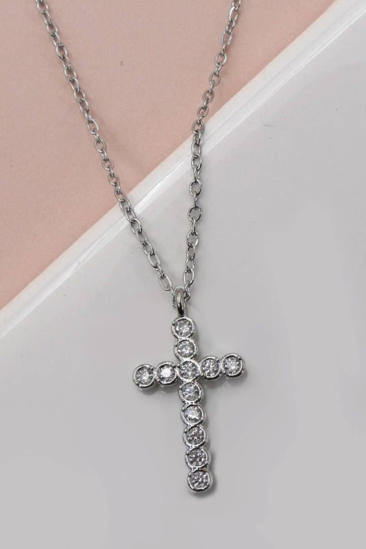 Stainless Steel Cross Necklace - Silver