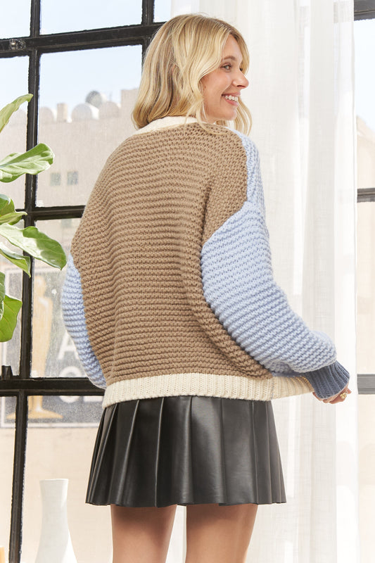 Chunky Knit Colorblock Cardigan