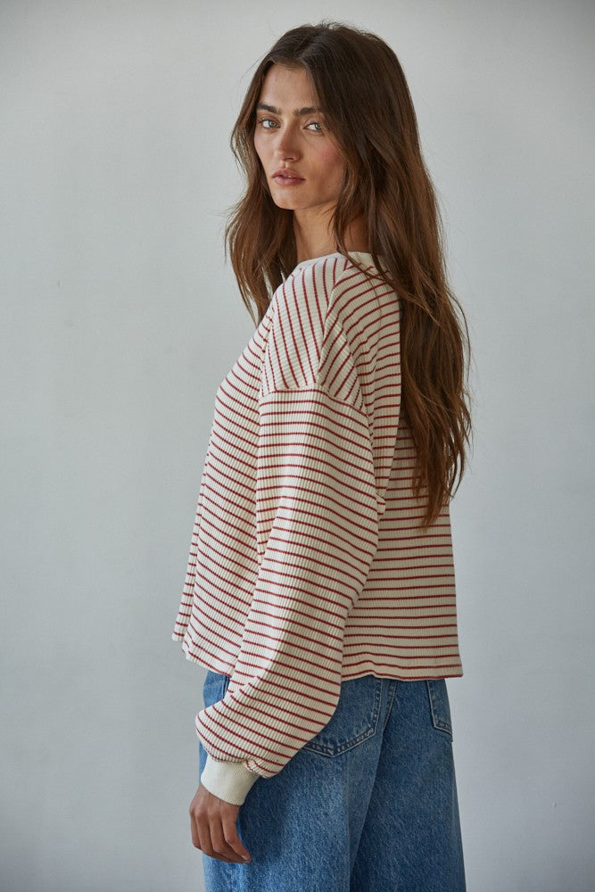 Half Time Striped Long Sleeve