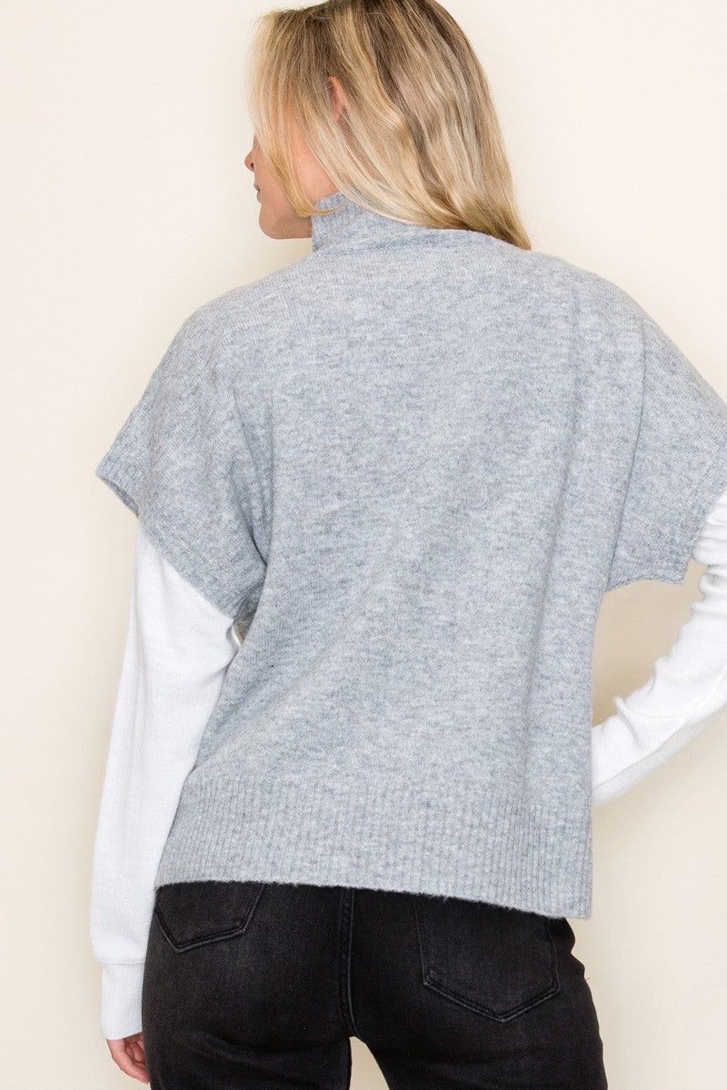 Mock Neck Solid Sweater Vest