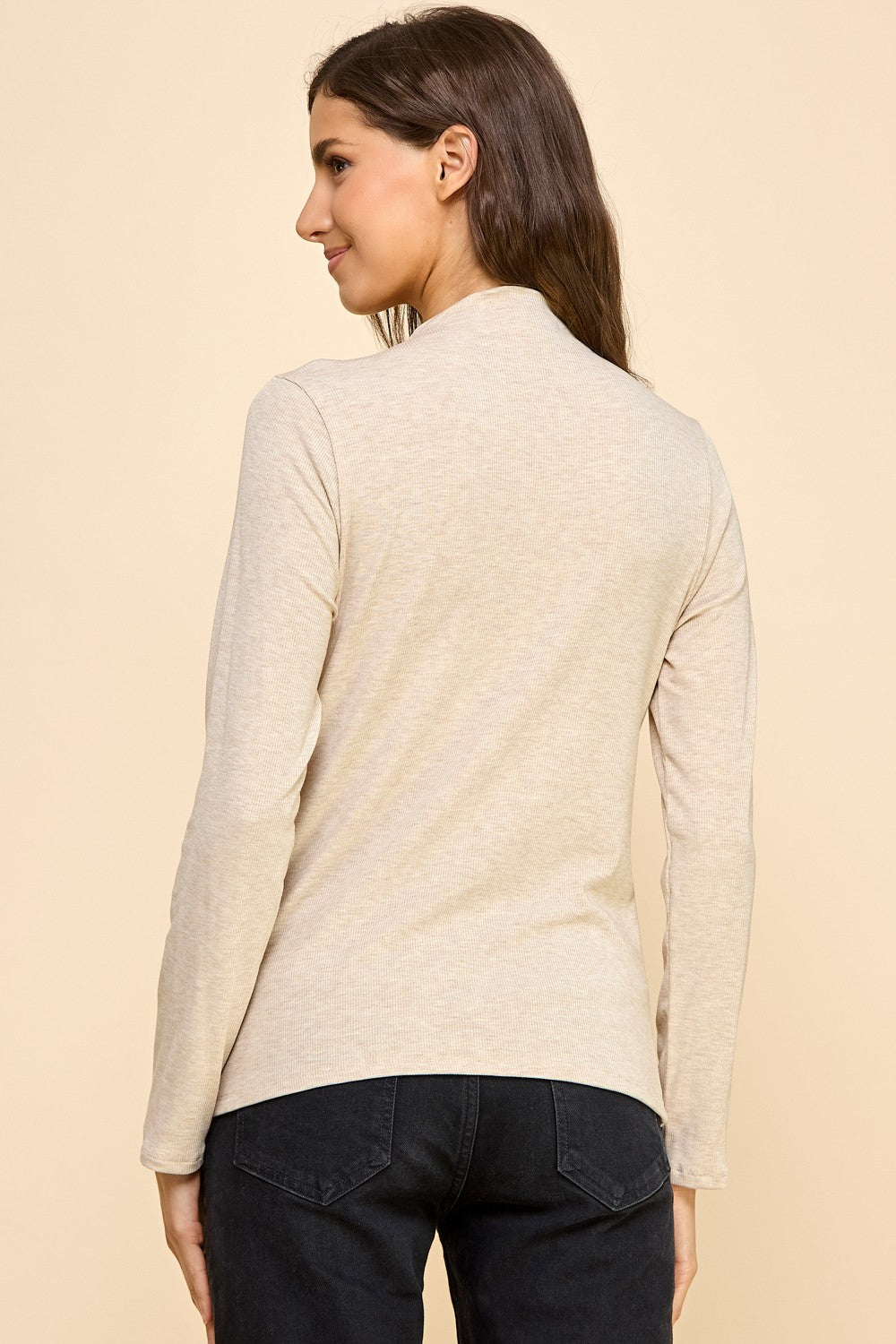Solid Ribbed Turtleneck Top