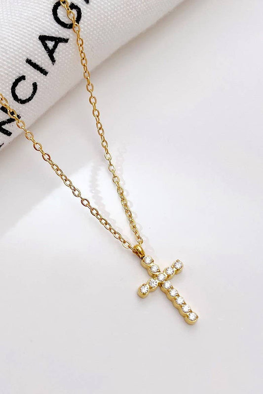 Stainless Steel Cross Necklace - Gold