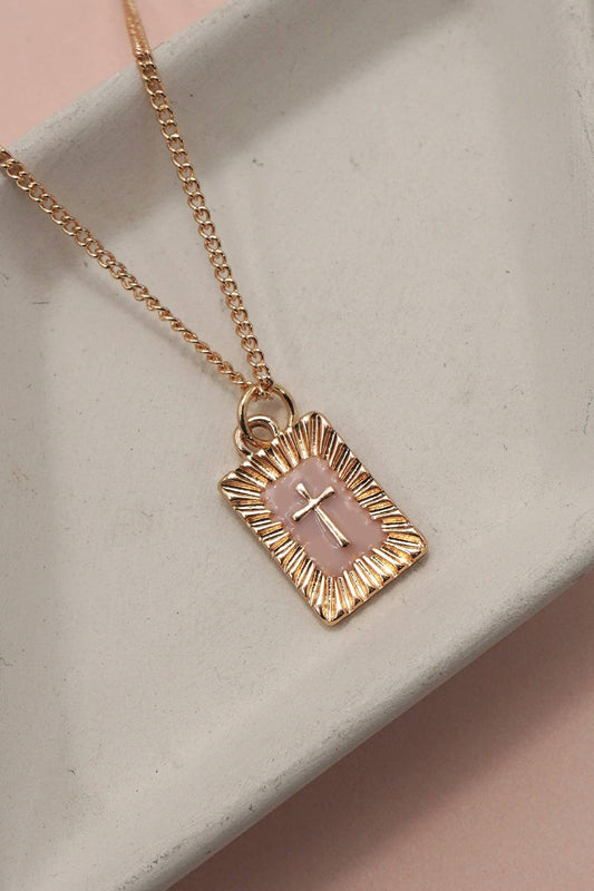 Square Cross Pendant Necklace
