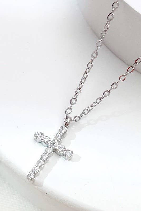 Stainless Steel Cross Necklace - Silver