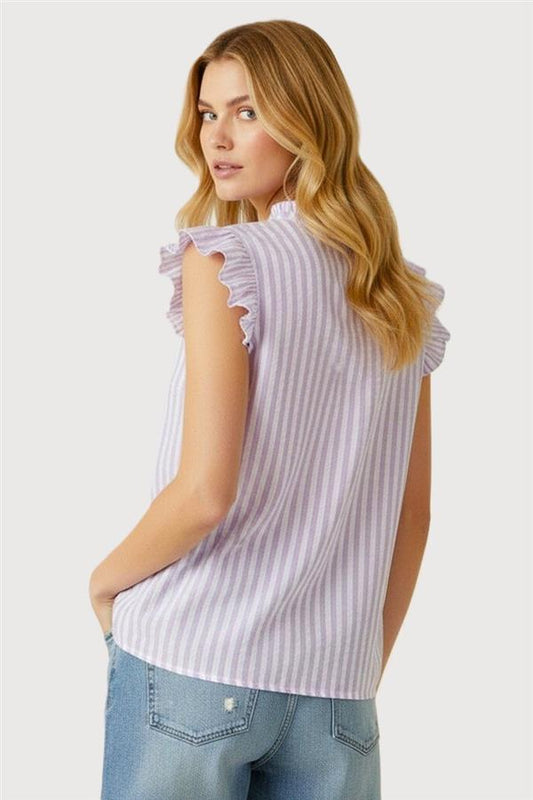 Lavender Striped Butterfly Blouse