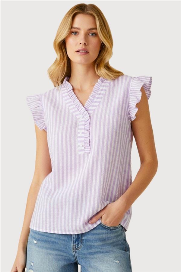 Lavender Striped Butterfly Blouse