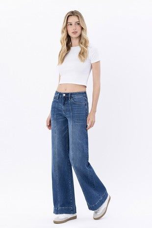 Lovervet High Rise Trouser Hem Wide Leg Jeans