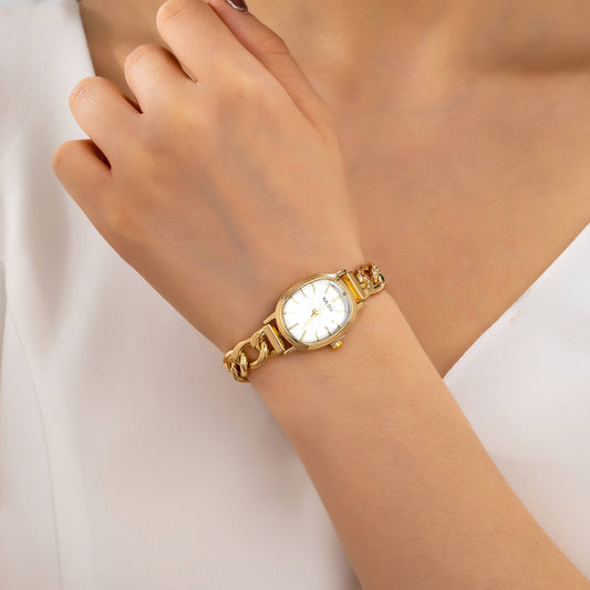 Link Watch Bracelet - Gold/White