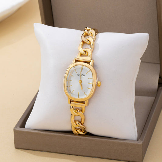 Link Watch Bracelet - Gold/White