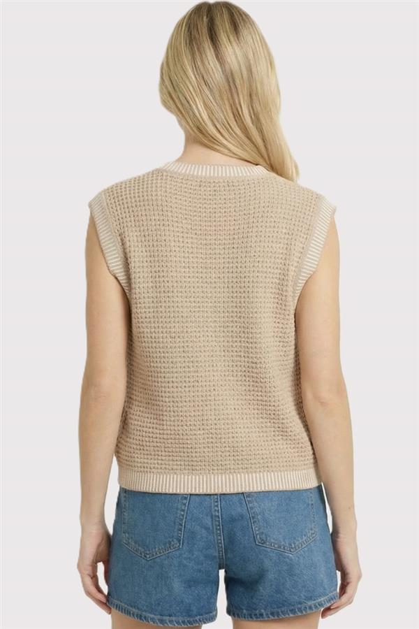 Tan Button Down Cardigan Vest
