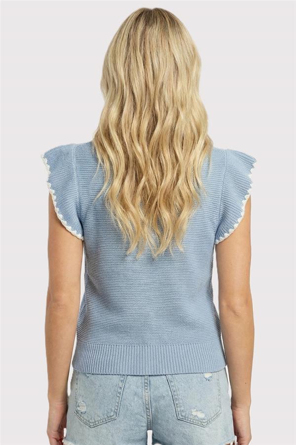 Ruffled Shortsleeve Sweater Top