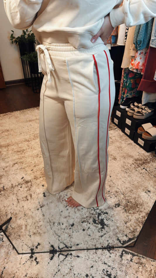 Red Stripe Sweat Set - Bottoms