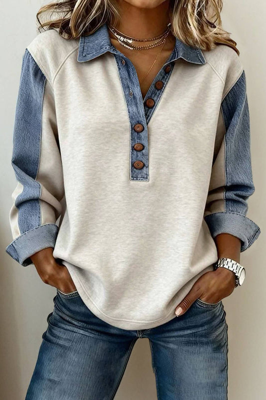Western Denim-Style Top