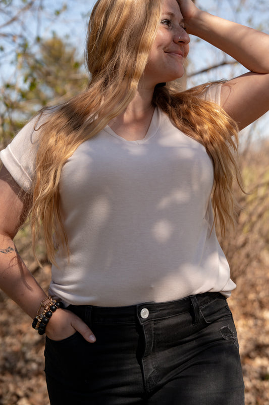 Staccato Taupe V-Neck Top