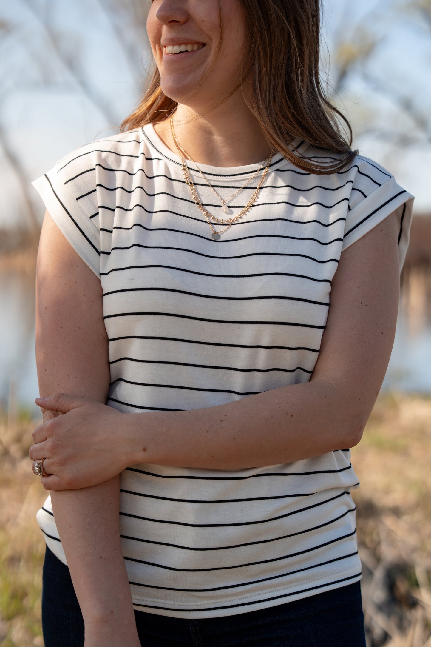 Staccato Black & White Stripe Top