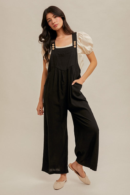 Wide Leg Linen Overall