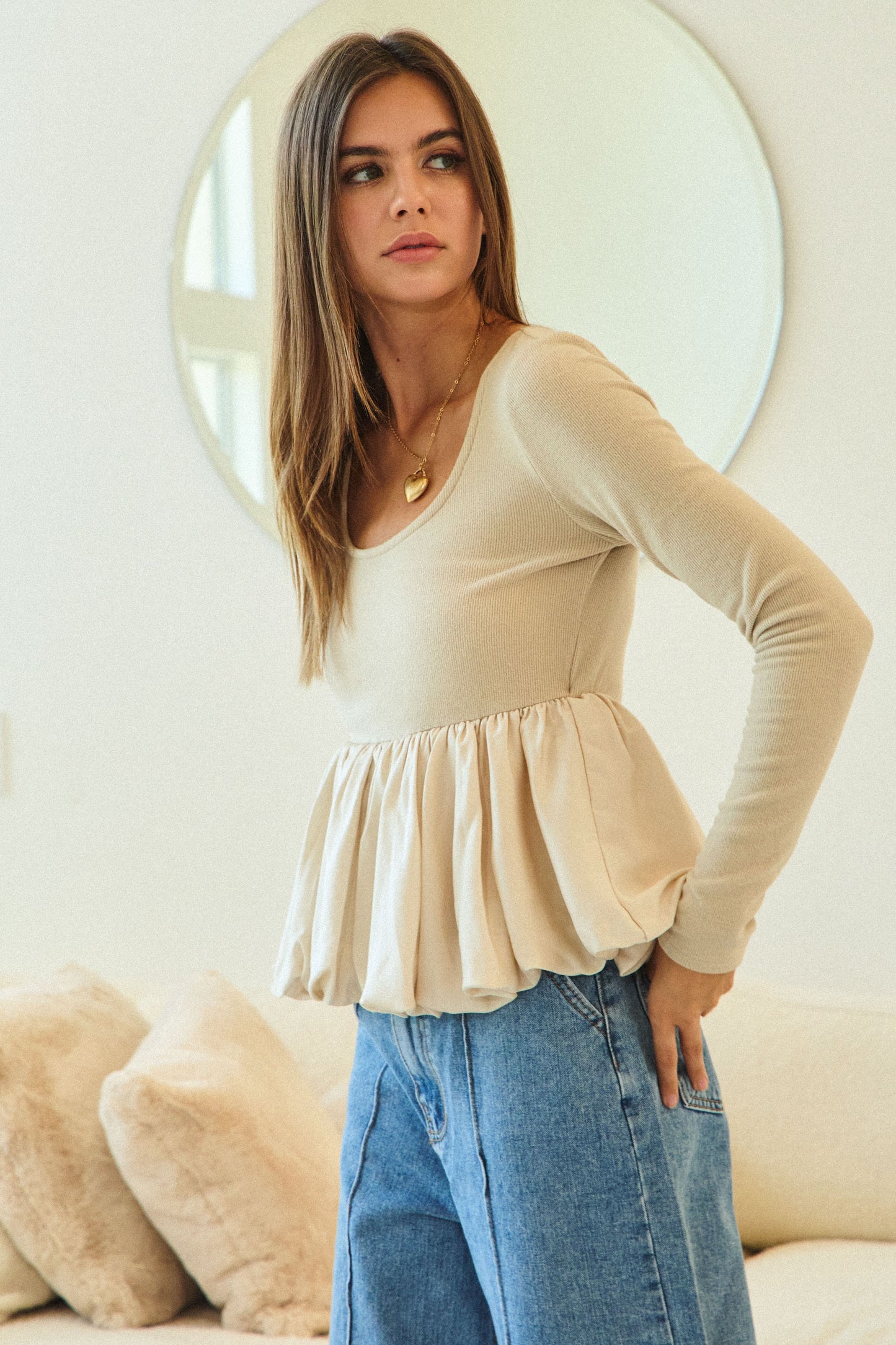 Luxe Soft Champagne Cloud Knit Top