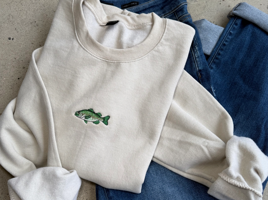 Dainty Bass Fish Embroidered Crewneck