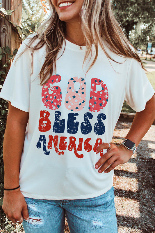 White "God Bless America" Graphic Tee