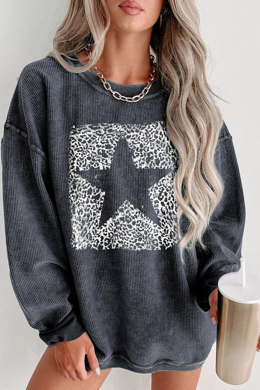Gray Leopard Star Sweatshirt