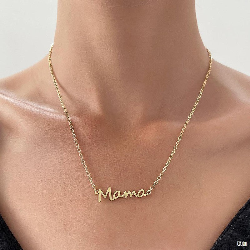 18k Stainless Steel "Mama"Necklace