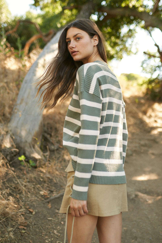 Olive Striped Sweater
