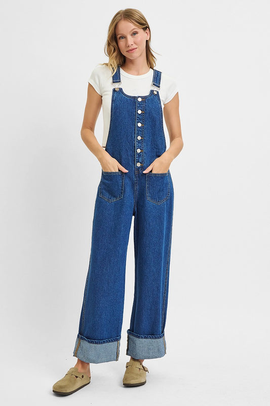 Wide Leg Cuffed Overalls