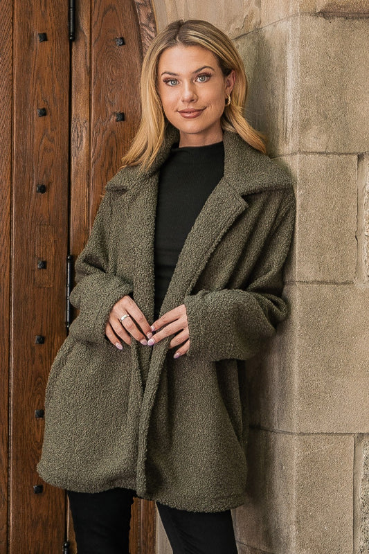 Olive Sherpa Jacket