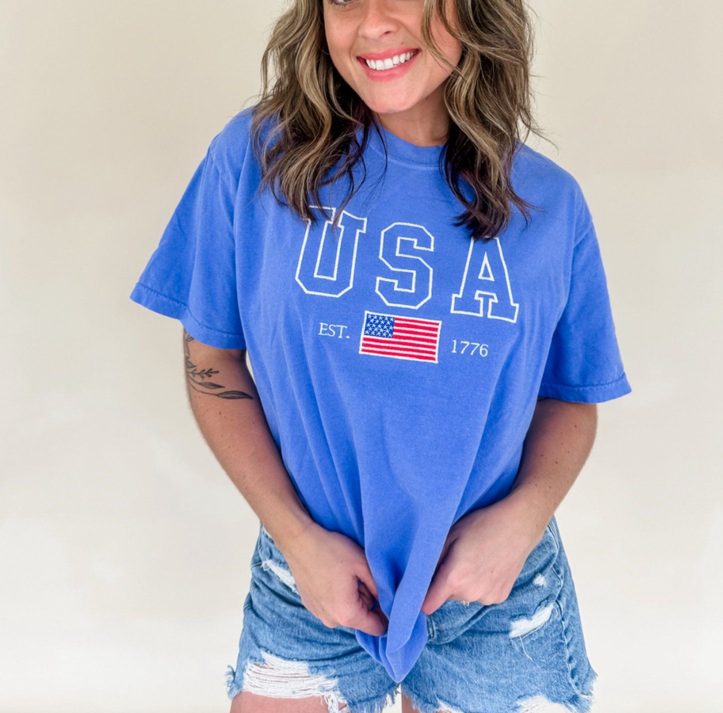 USA Embroidered T Shirt