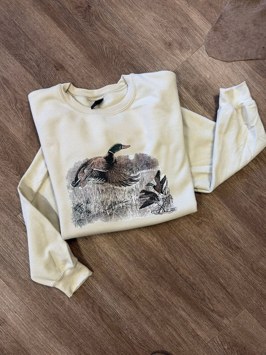 Mallard Scene Graphic Crewneck Sweatshirt