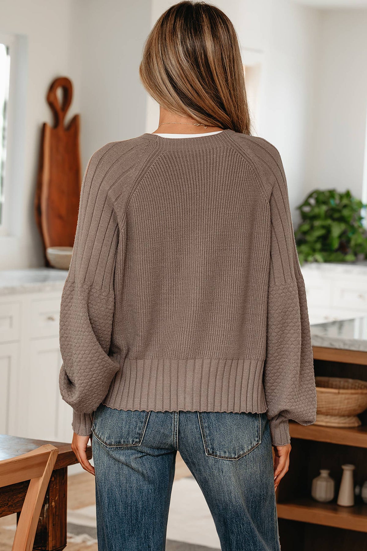 Textured Knit Button Front V-Neck Cardigan