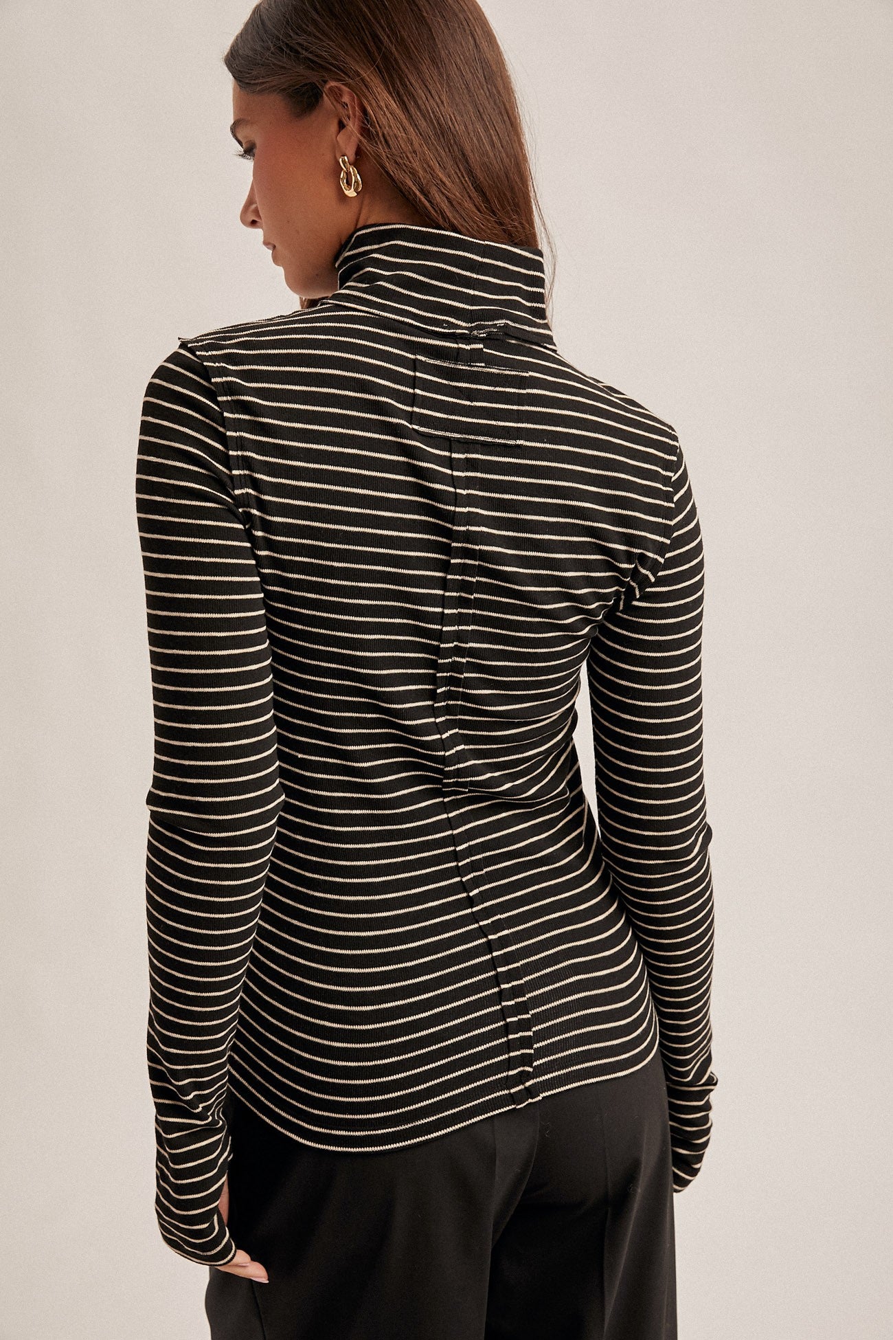 Stripe Turtleneck Long Sleeve Top