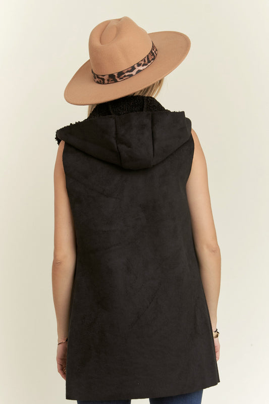 Suede Hoodie Vest