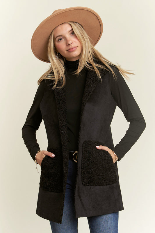 Suede Hoodie Vest