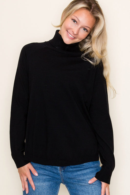 Tulip Hem Solid Turtle Neck